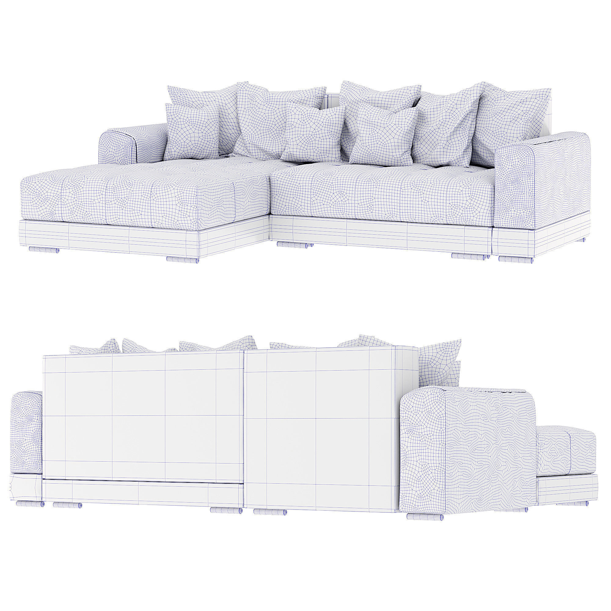Modern sofa  Low-poly 3D model_6