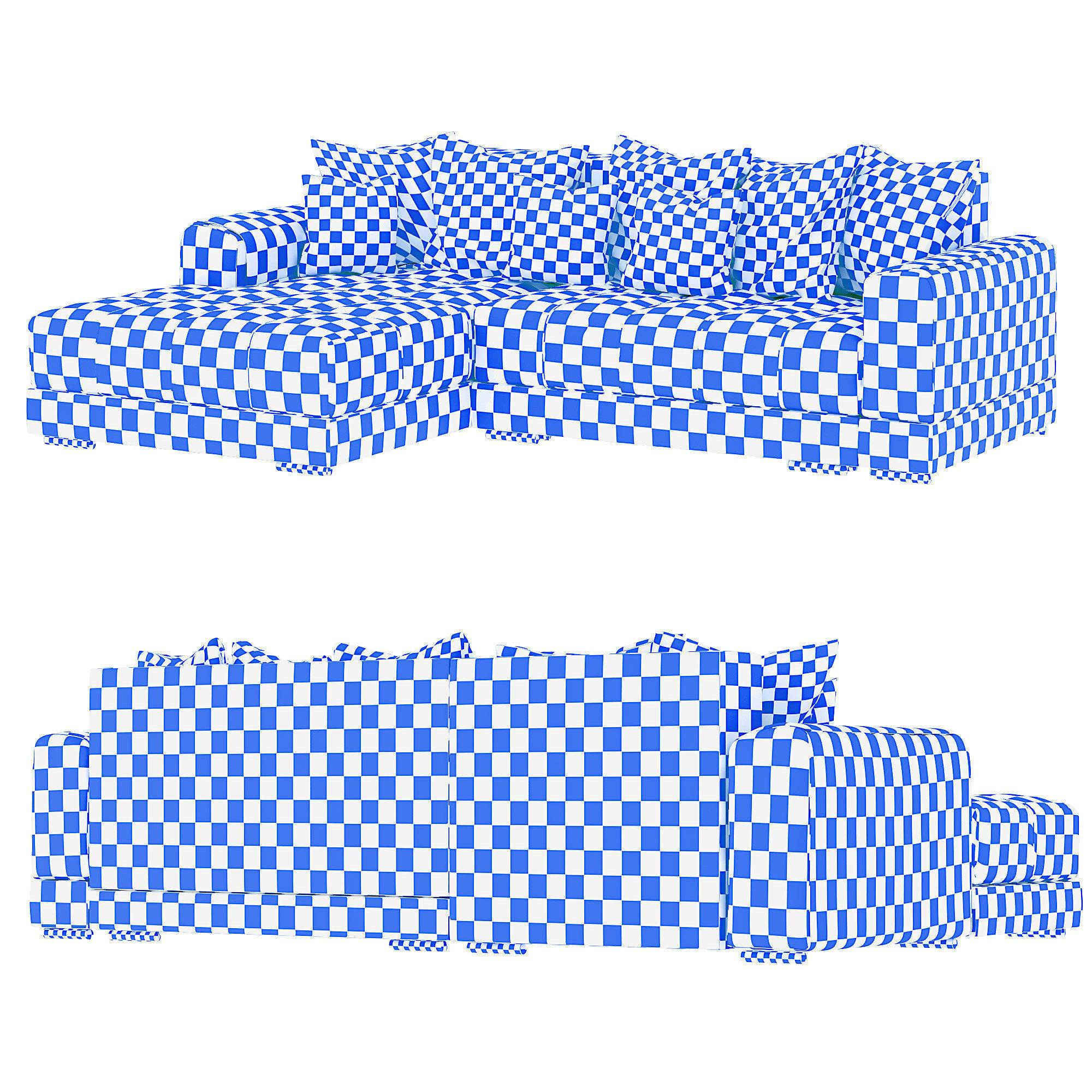 Modern sofa  Low-poly 3D model_4