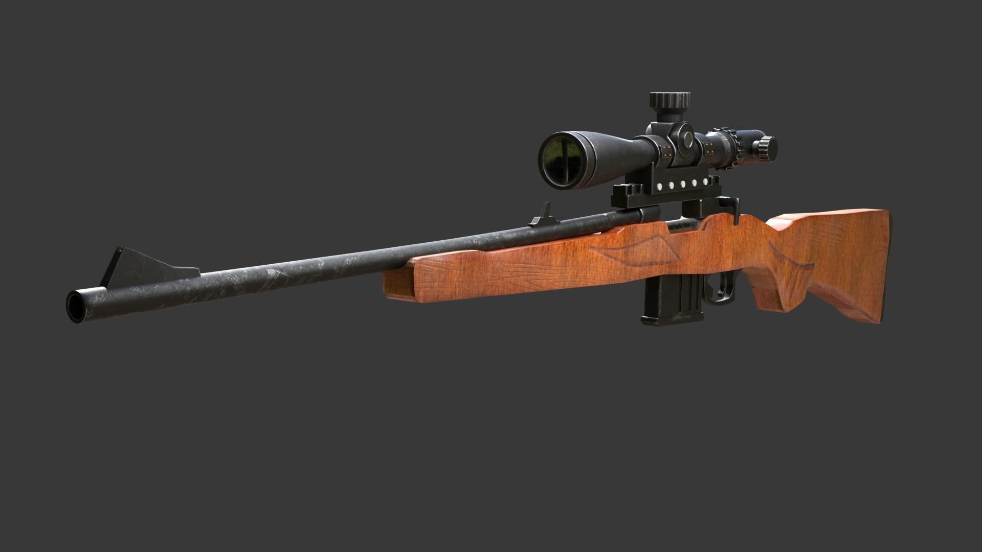 A WW2 sniper rifle high quality 3D model Low-poly 3D model_4