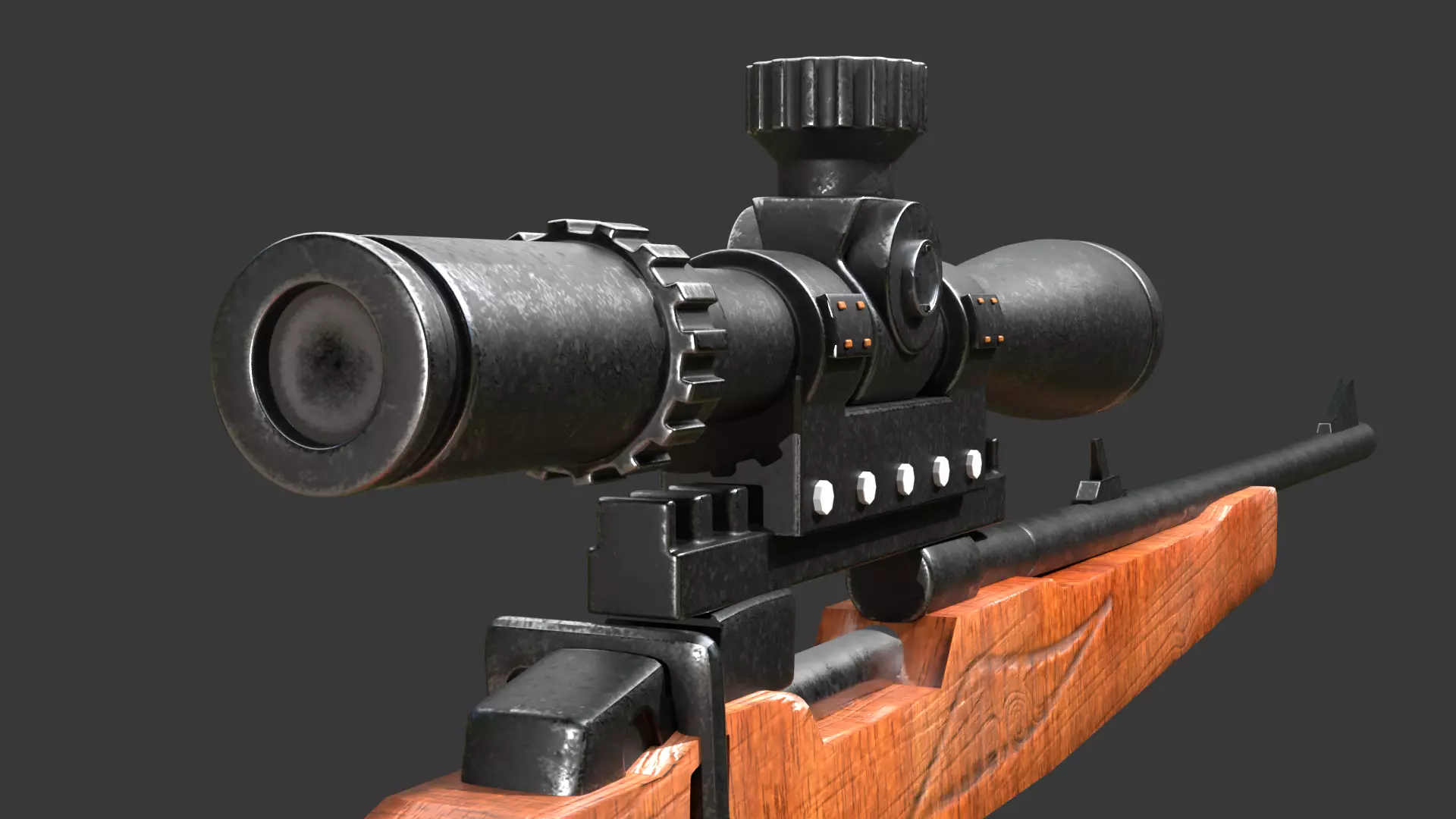 A WW2 sniper rifle high quality 3D model Low-poly 3D model_0