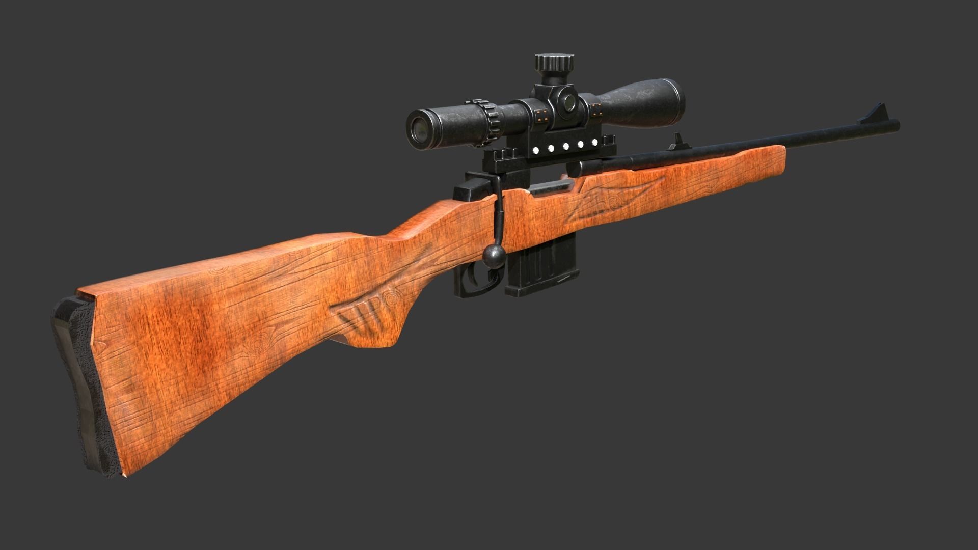 A WW2 sniper rifle high quality 3D model Low-poly 3D model_3