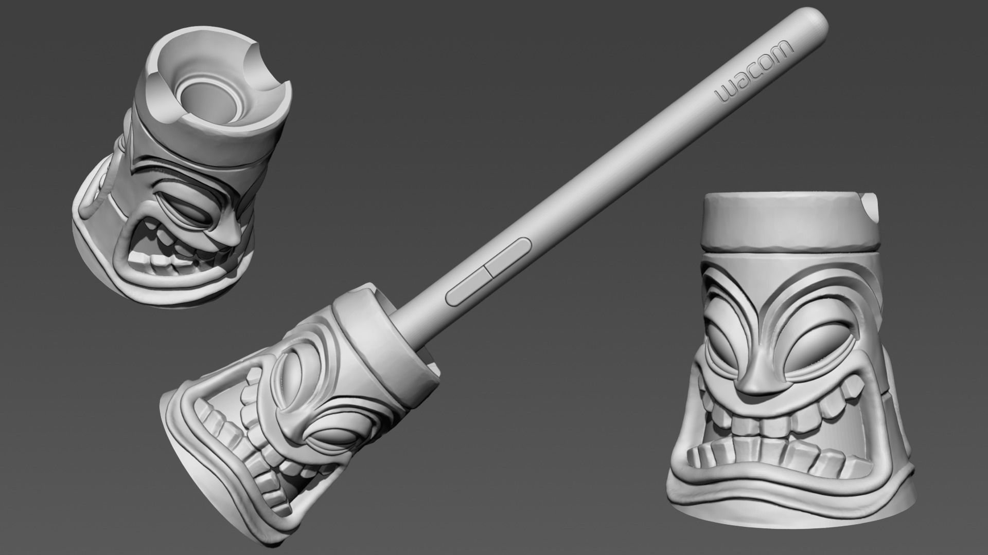 Tiki Wacom Pen Holder 3D print model_6