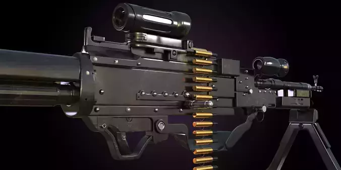 Machine Gun Low-poly 3D model