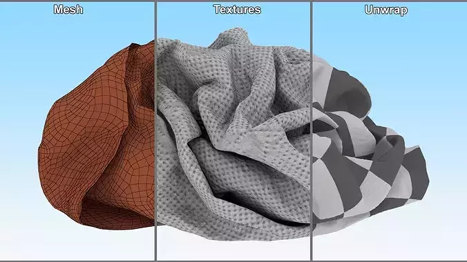 Crumpled Napkins Collection 3D Model Pack 5