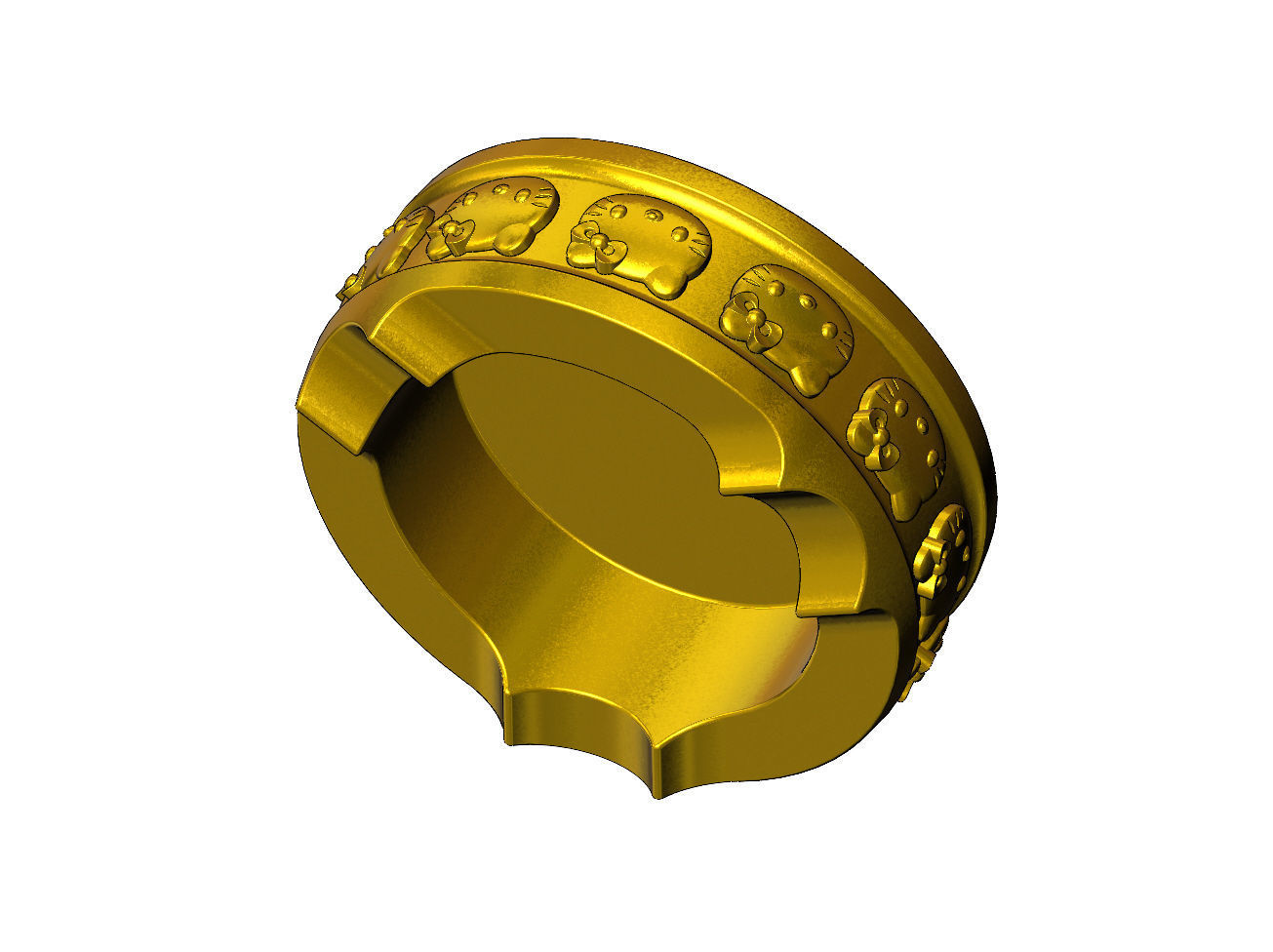 Hello kitty carved ashtray bowl  3D print model_4