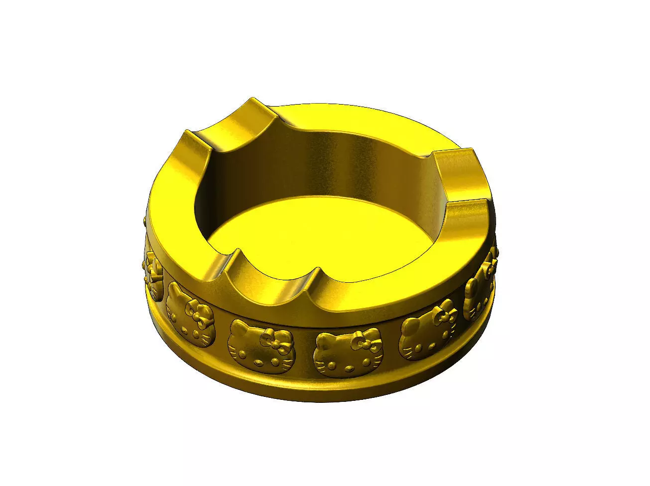 Hello kitty carved ashtray bowl  3D print model_0