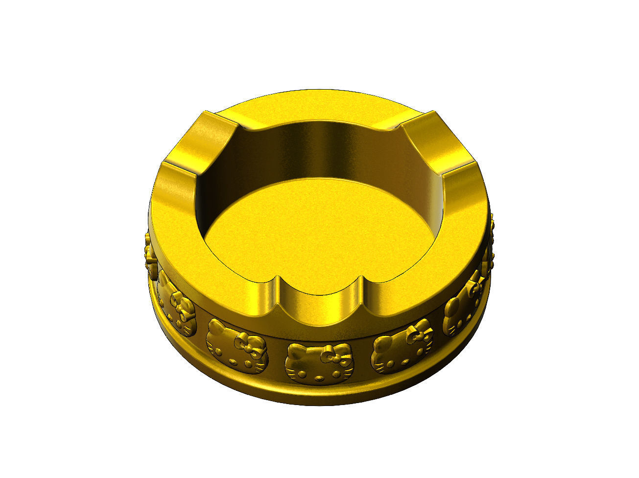Hello kitty carved ashtray bowl  3D print model_2