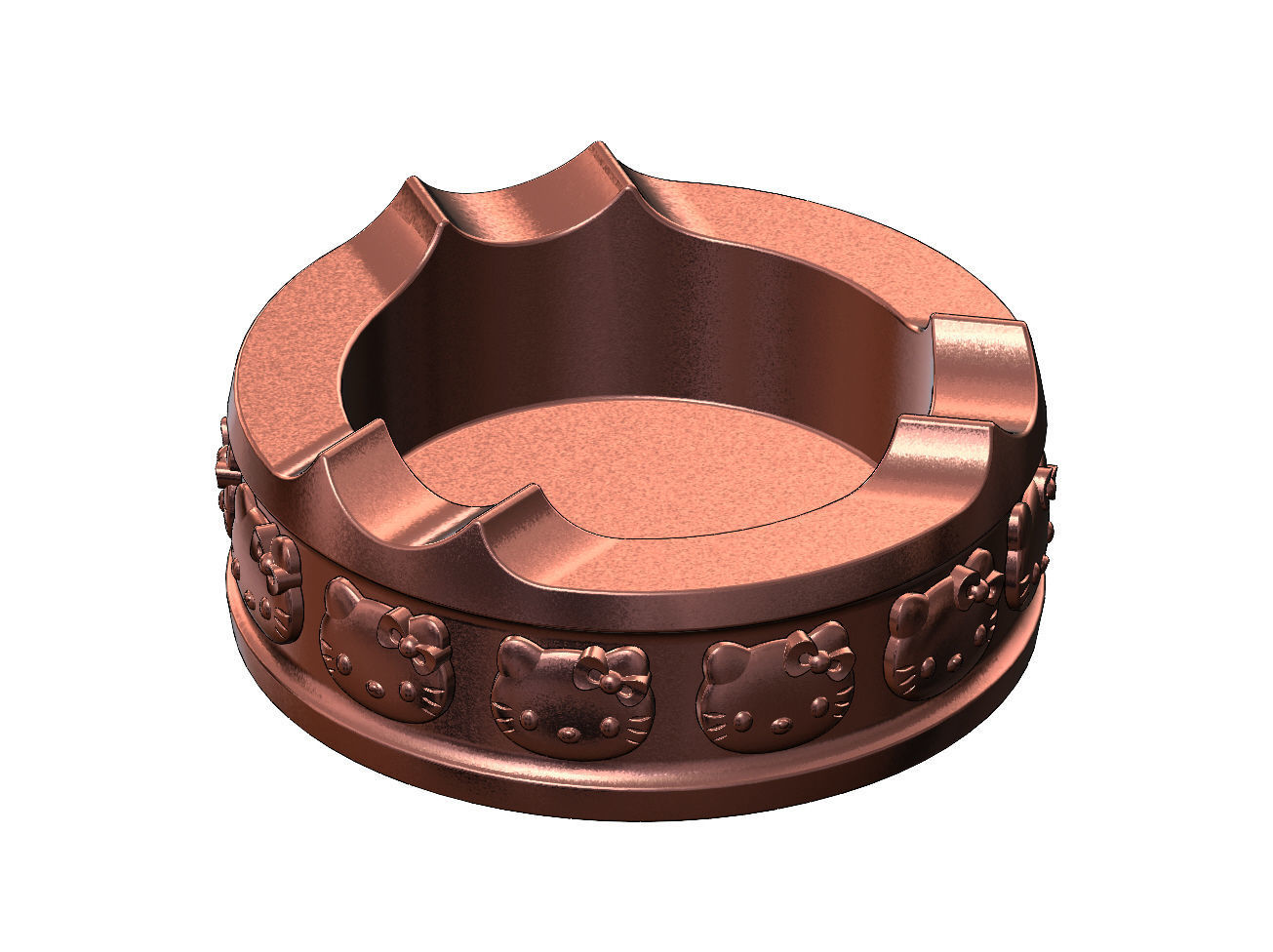 Hello kitty carved ashtray bowl  3D print model_11