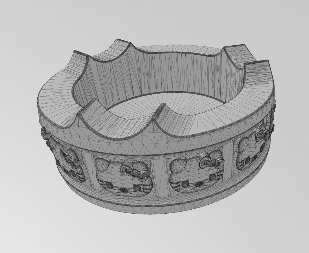 Hello kitty carved ashtray bowl  3D print model_12