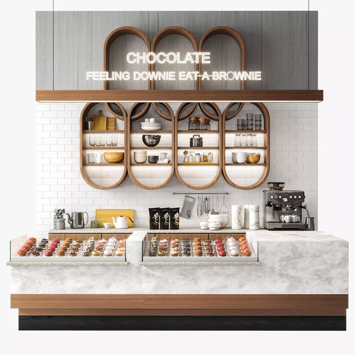 Pastry shop with display case with desserts 3D model | CGTrader