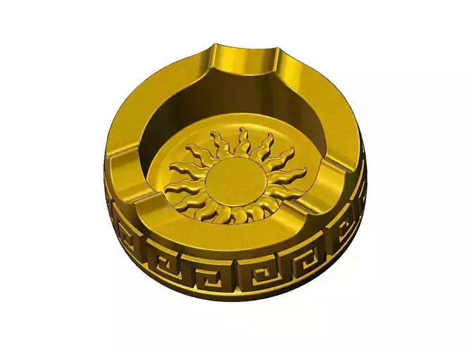 Sun carving Greek key scroll pattern carved ashtray bowl