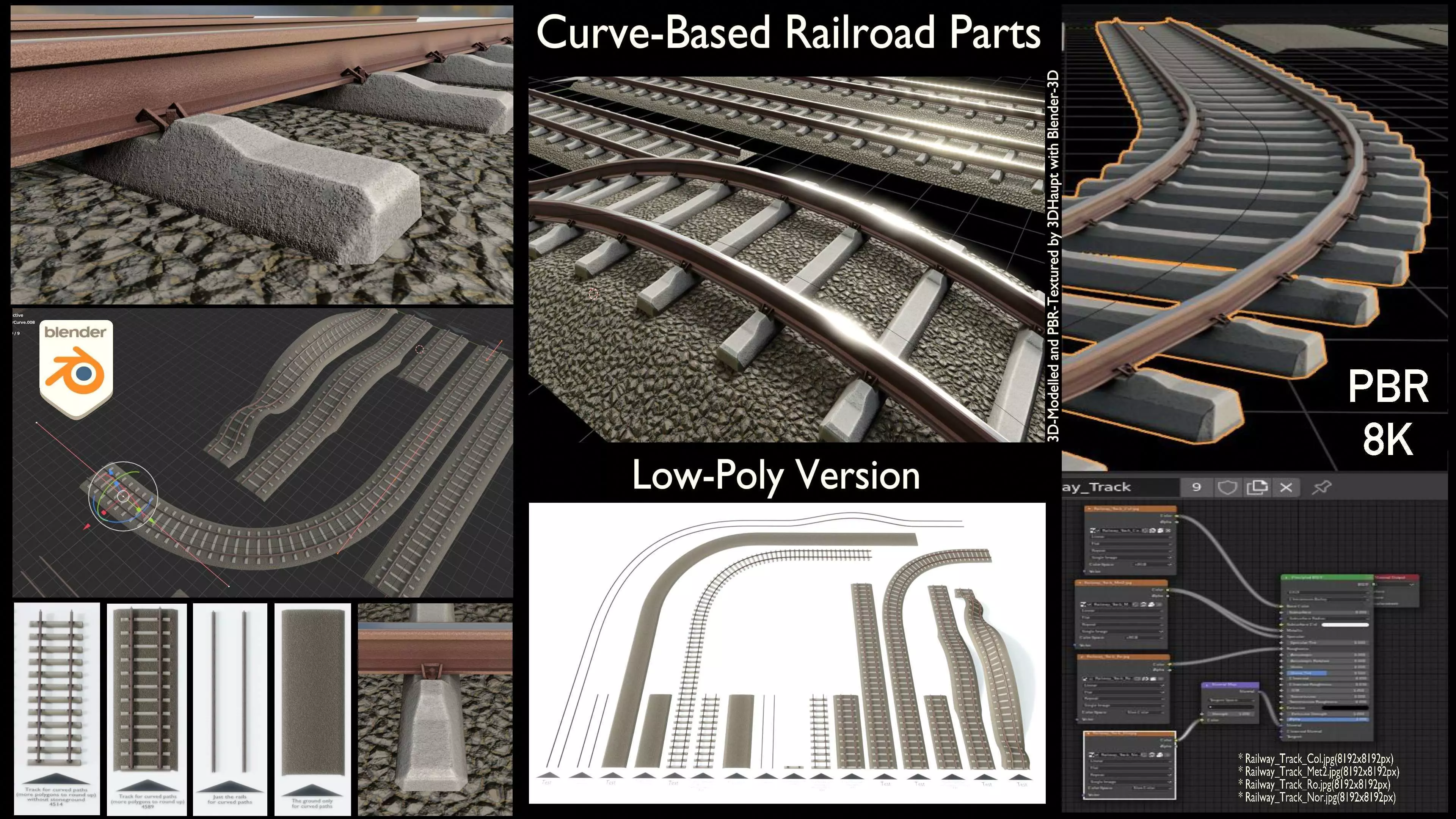Railroad Parts - Low-Poly and Curve-Based Low-poly 3D model_0