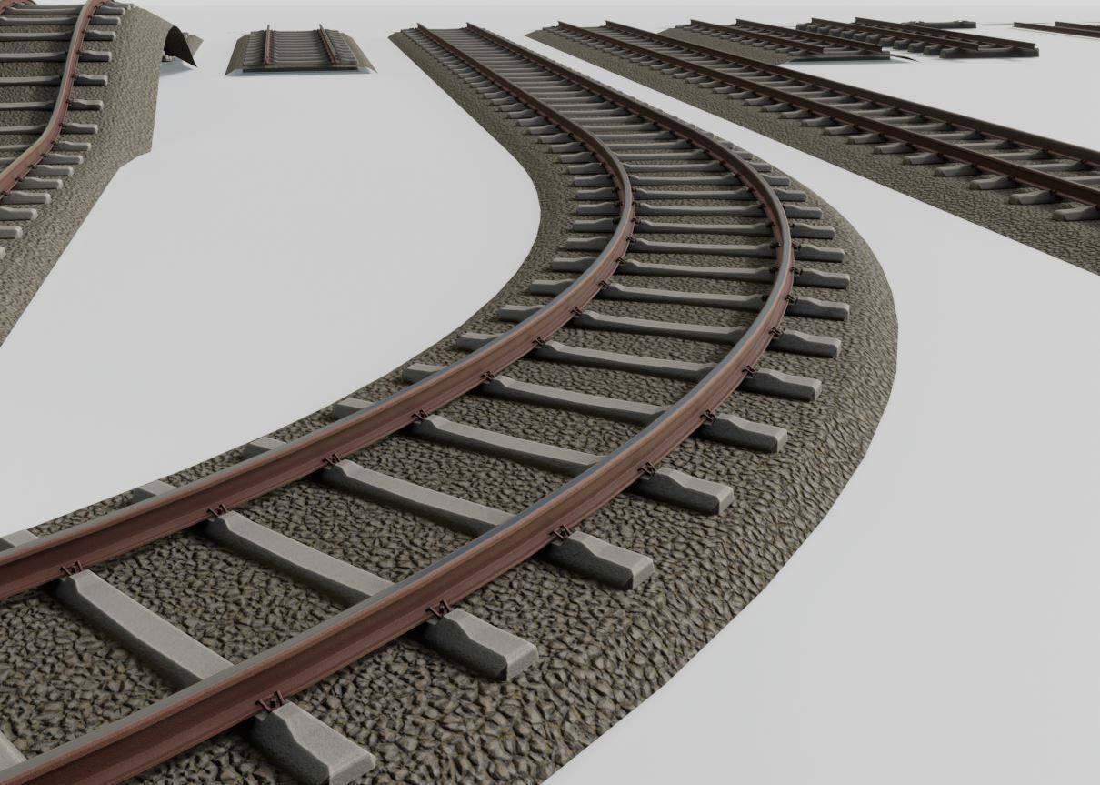 Railroad Parts - Low-Poly and Curve-Based Low-poly 3D model_2