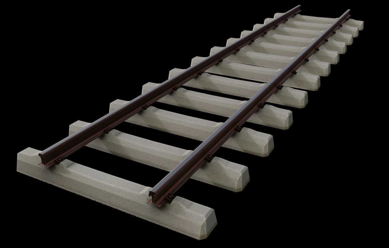 Railroad Parts - Low-Poly and Curve-Based Low-poly 3D model_22