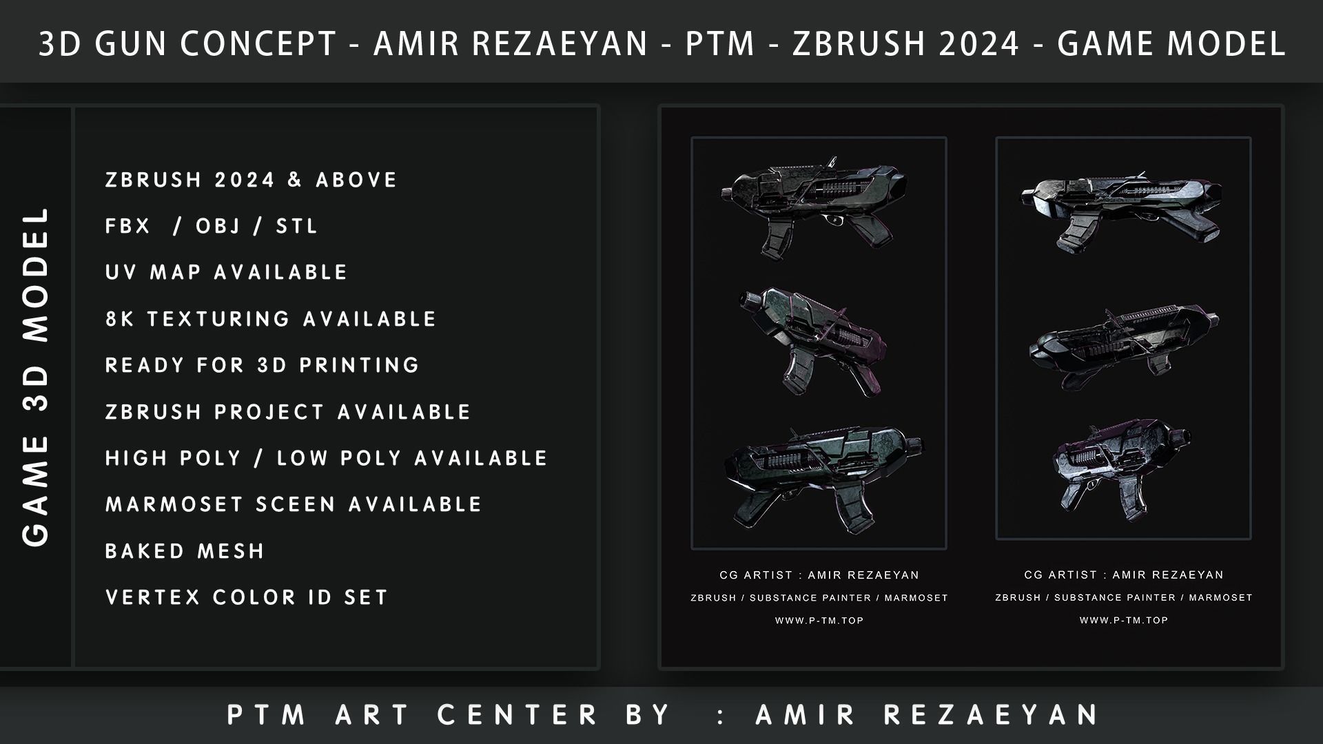 Sci-fi Gun PTM - Amir Rezaeyan 3D model_1