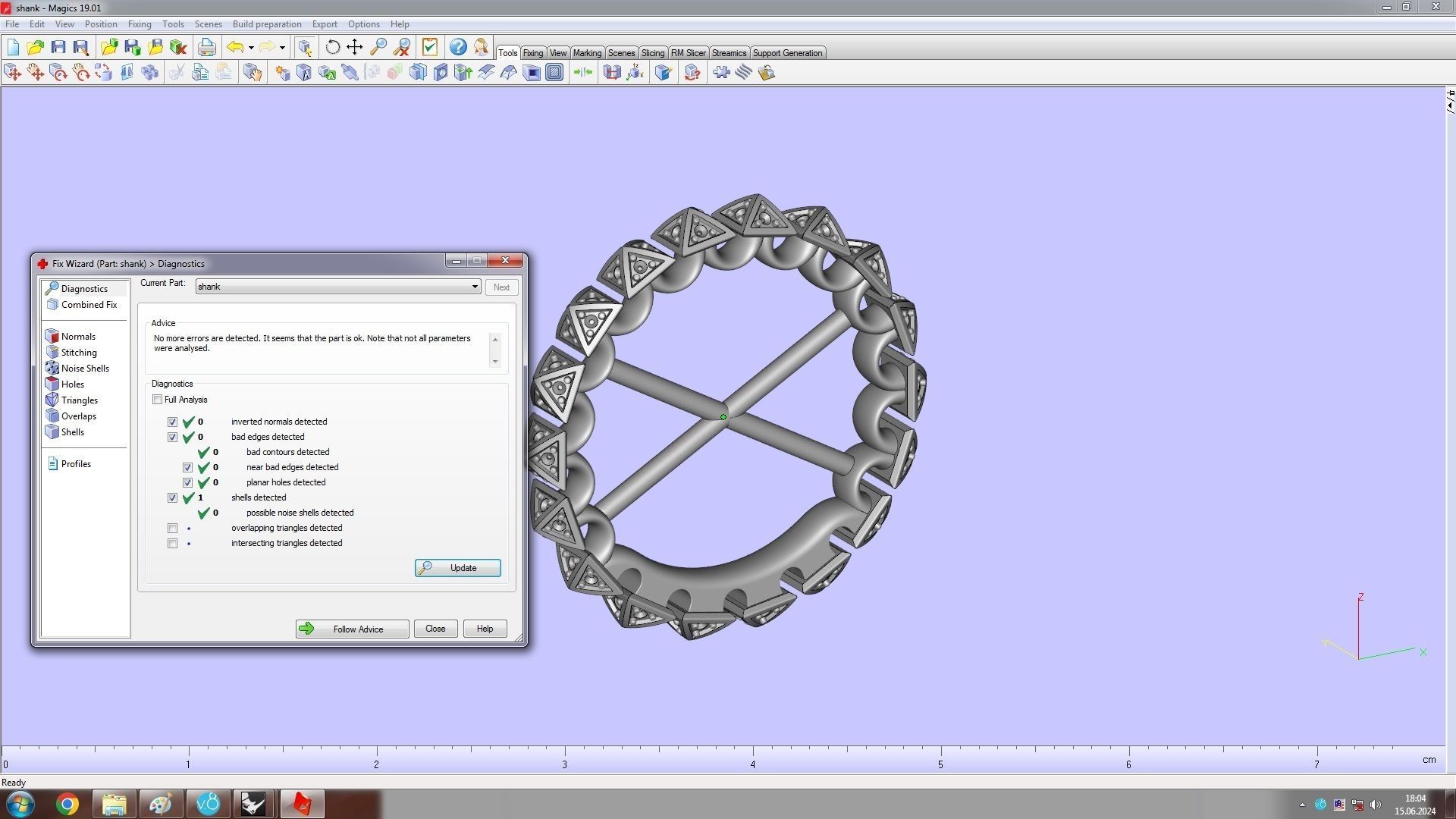 Clash One Row Piramida Diamonds Ring 17 mm 3D print model_19