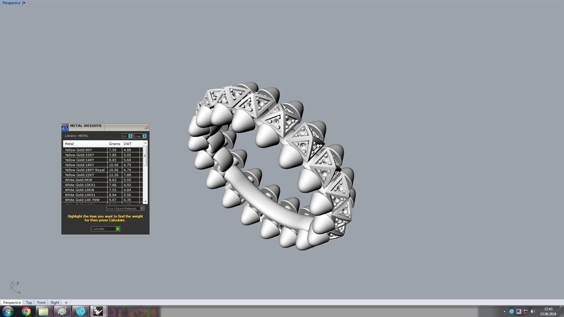 Clash One Row Piramida Diamonds Ring 17 mm 3D print model_16