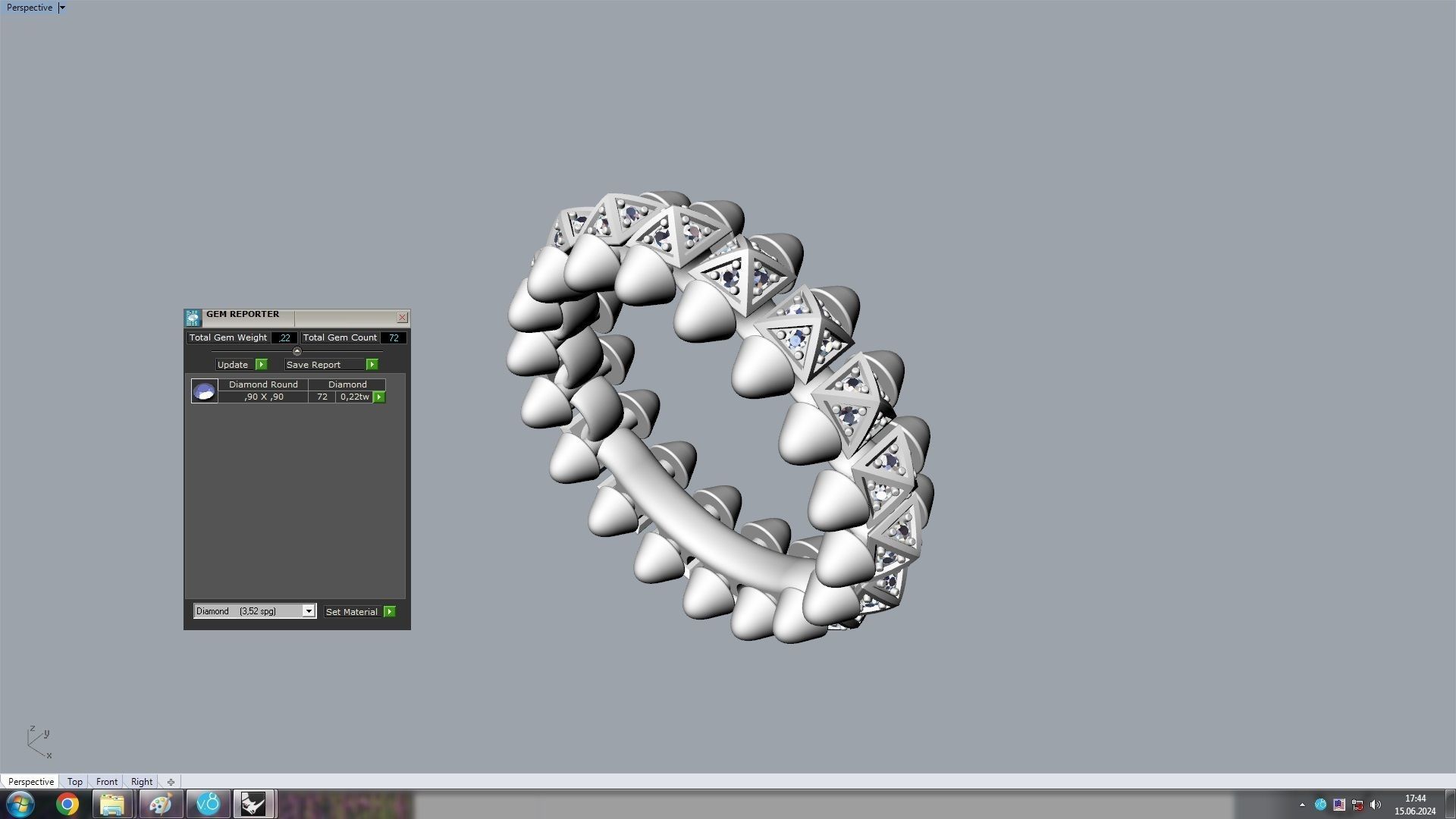 Clash One Row Piramida Diamonds Ring 17 mm 3D print model_17