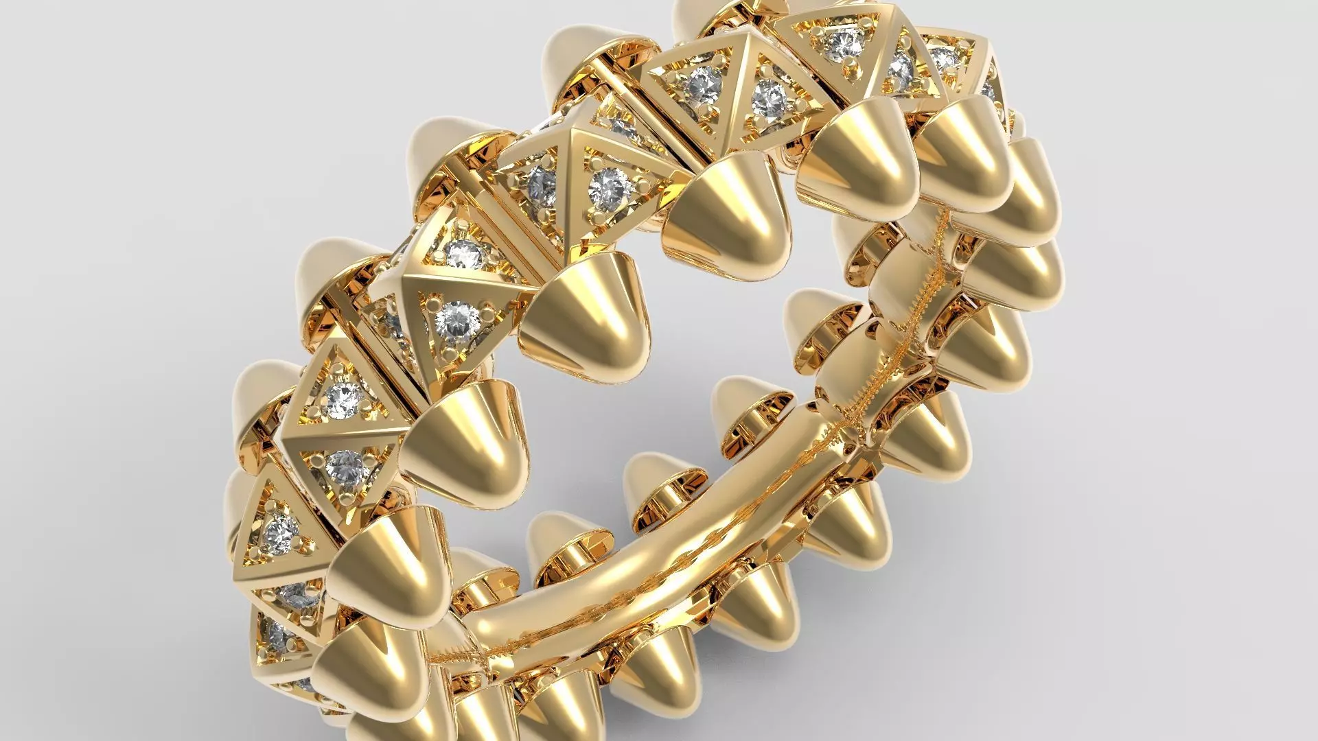 Clash One Row Piramida Diamonds Ring 17 mm 3D print model_0