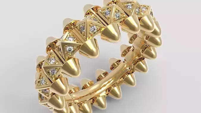 Clash One Row Piramida Diamonds Ring 17 mm 3D print model
