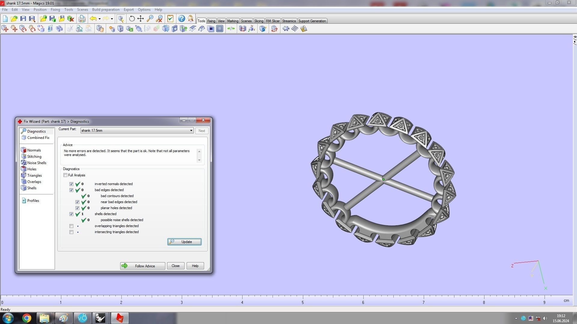 Clash One Row Piramida Diamonds Ring 17 5 mm 3D print model_18