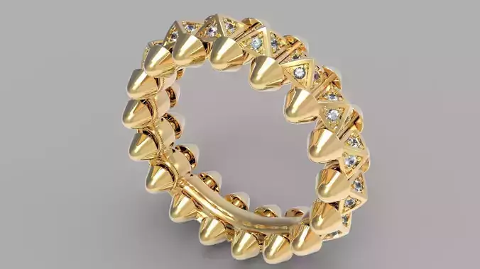 Clash One Row Piramida Diamonds Ring 17 5 mm 3D print model