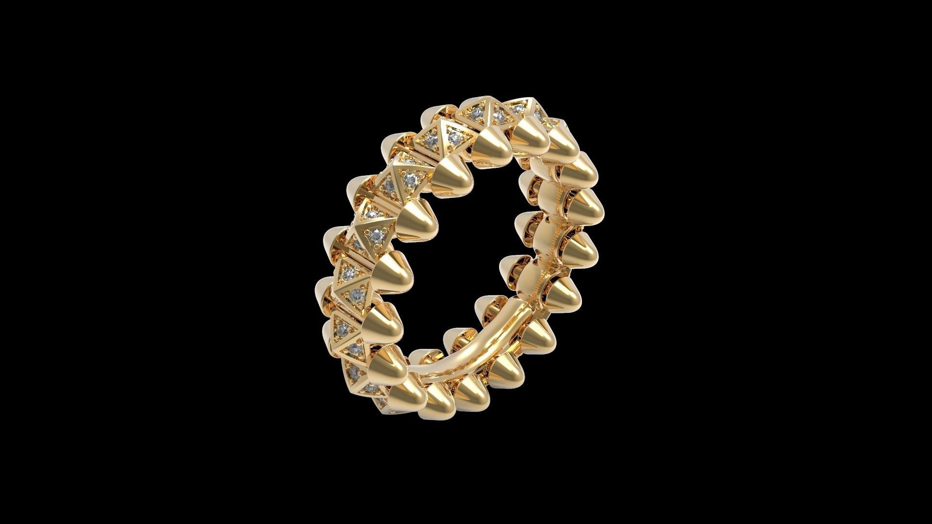 Clash One Row Piramida Diamonds Ring 17 5 mm 3D print model_3