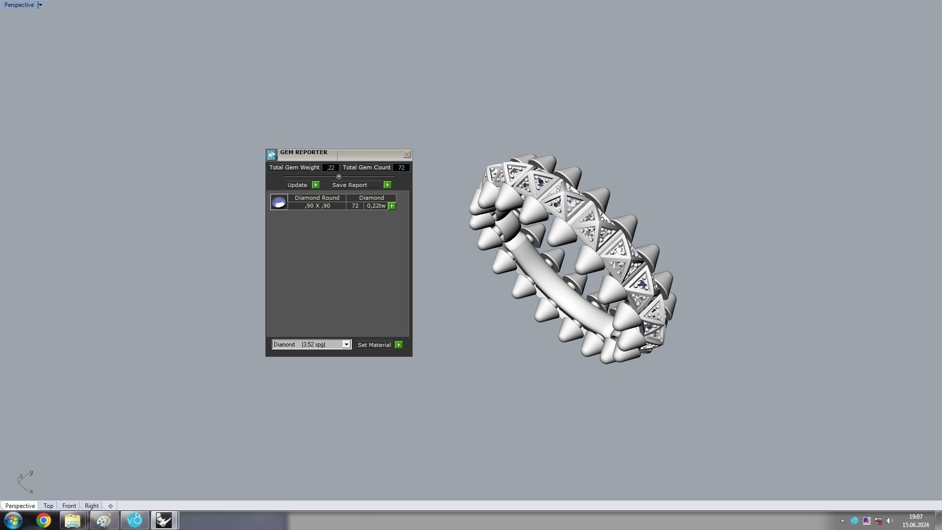 Clash One Row Piramida Diamonds Ring 17 5 mm 3D print model_16