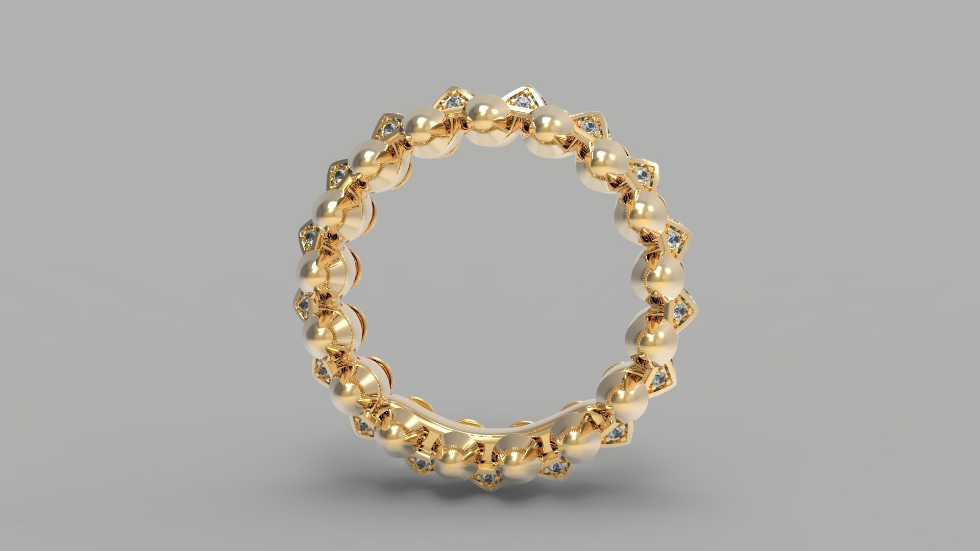 Clash One Row Piramida Diamonds Ring 18 mm 3D print model_11