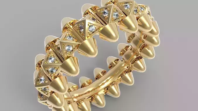 Clash One Row Piramida Diamonds Ring 18 mm 3D print model