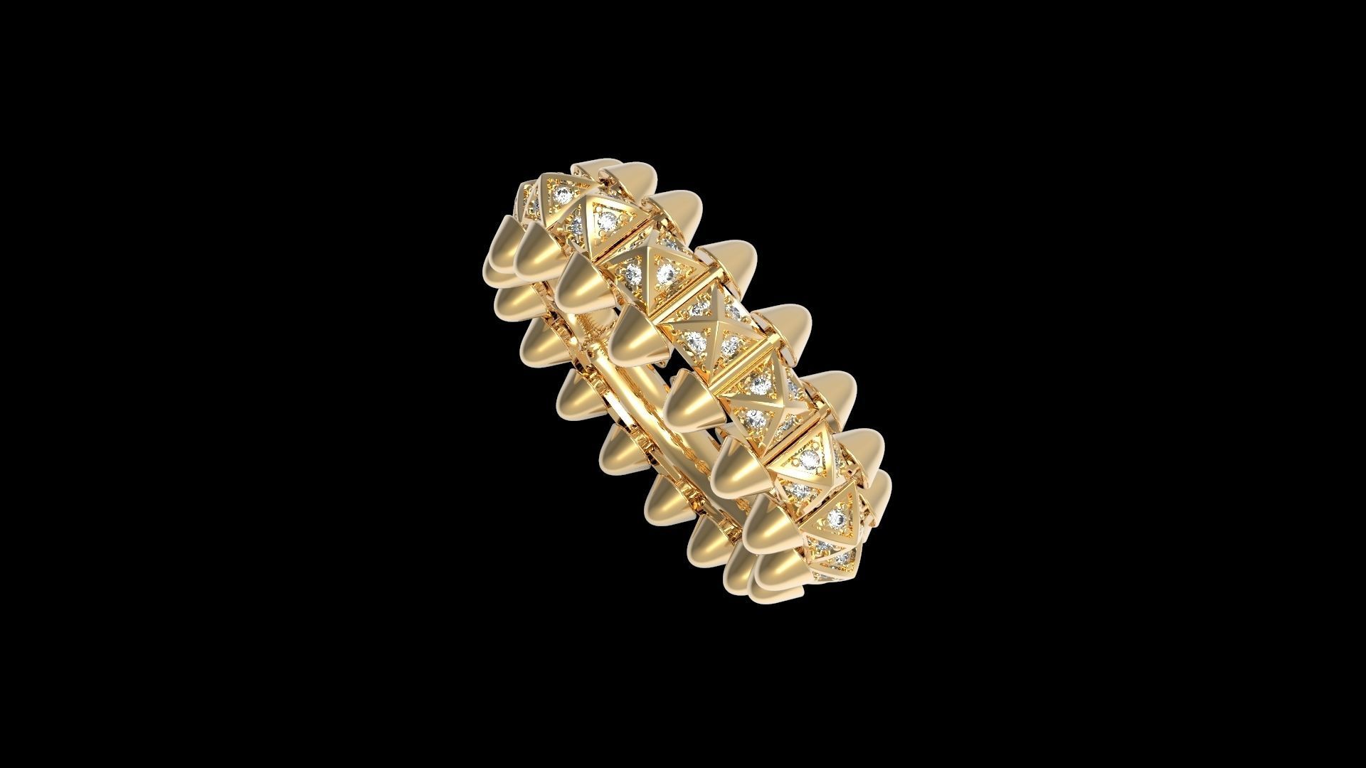 Clash One Row Piramida Diamonds Ring 18 mm 3D print model_4