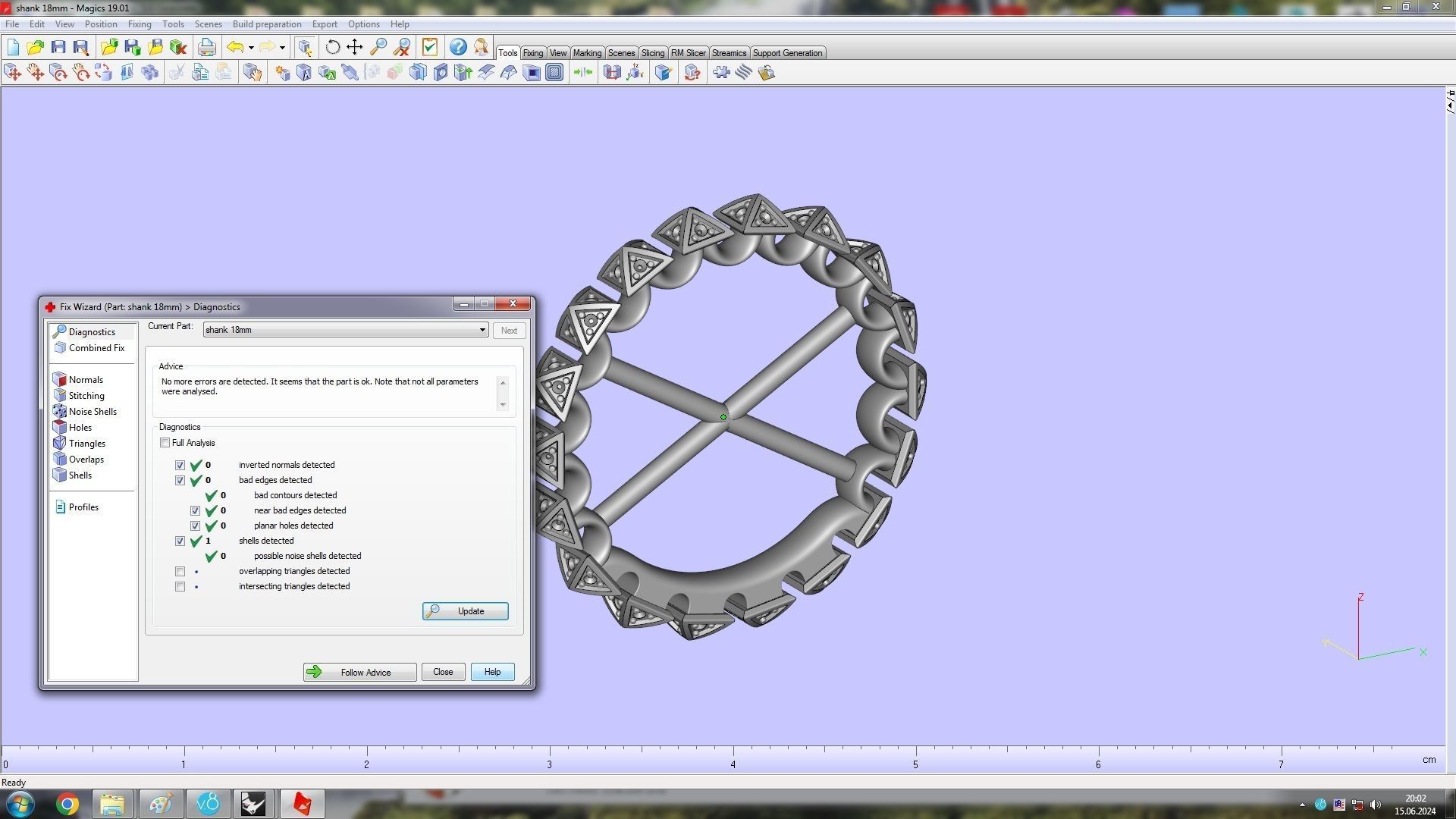 Clash One Row Piramida Diamonds Ring 18 mm 3D print model_19