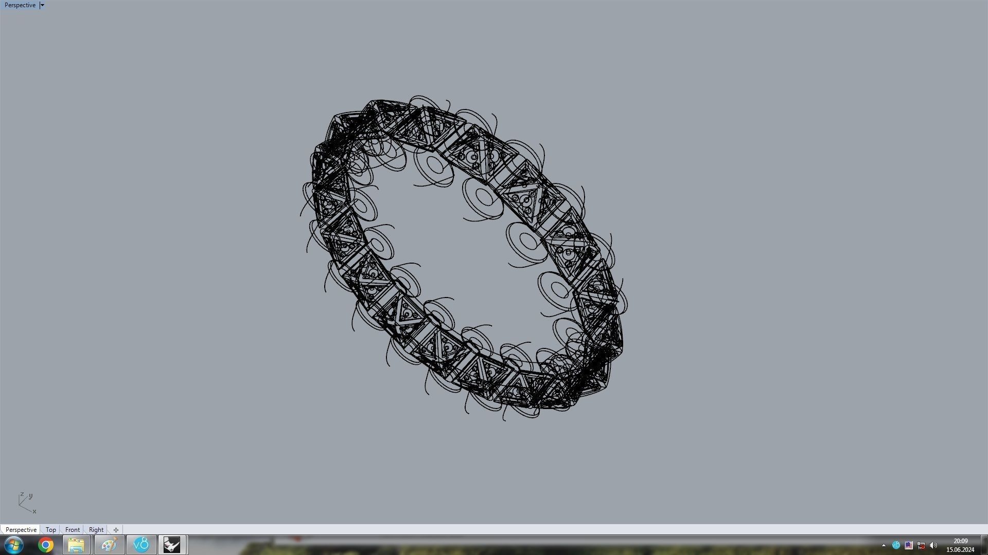 Clash One Row Piramida Diamonds Ring 18 mm 3D print model_14