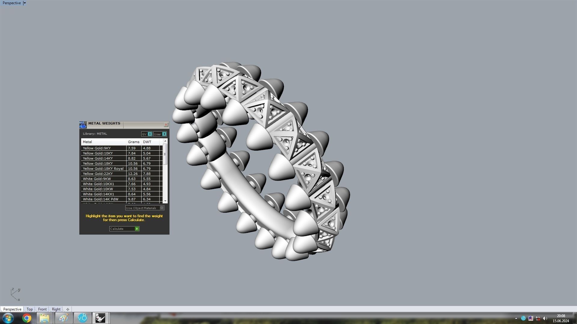 Clash One Row Piramida Diamonds Ring 18 mm 3D print model_16