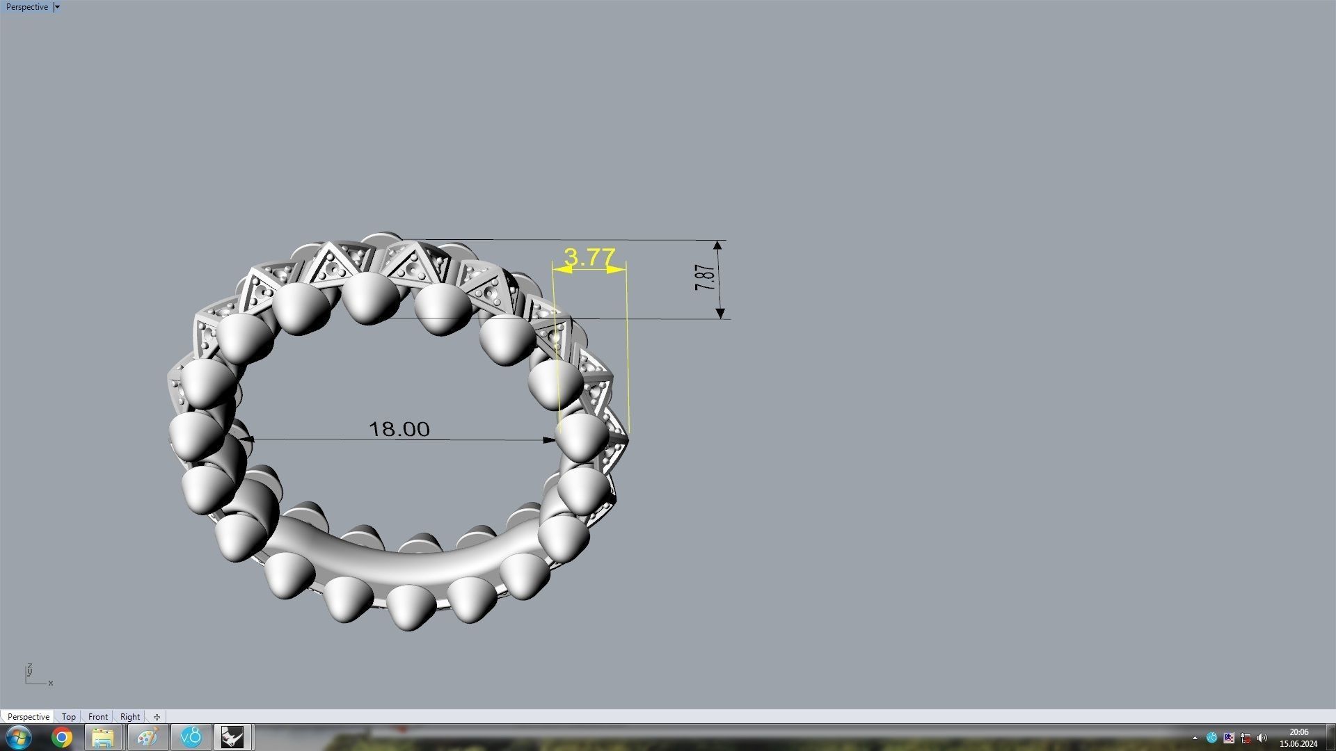 Clash One Row Piramida Diamonds Ring 18 mm 3D print model_13
