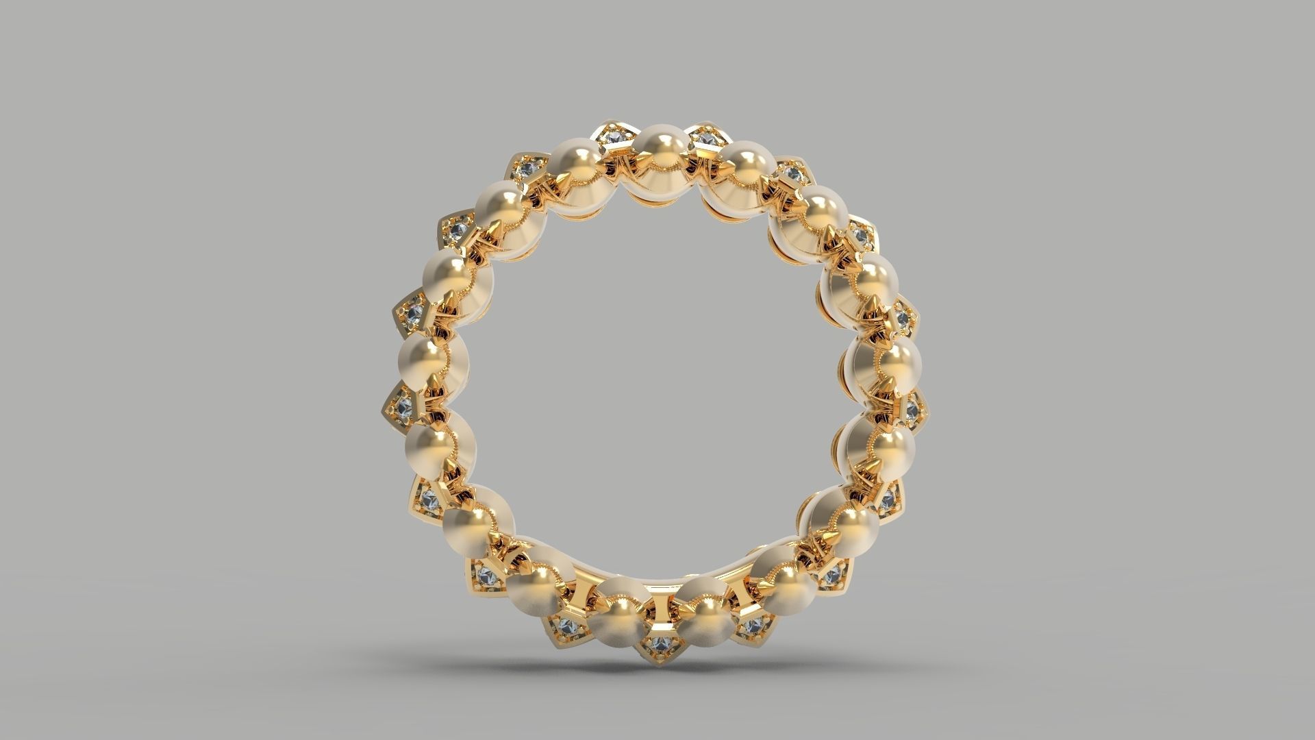 Clash One Row Piramida Diamonds Ring 18 mm 3D print model_8