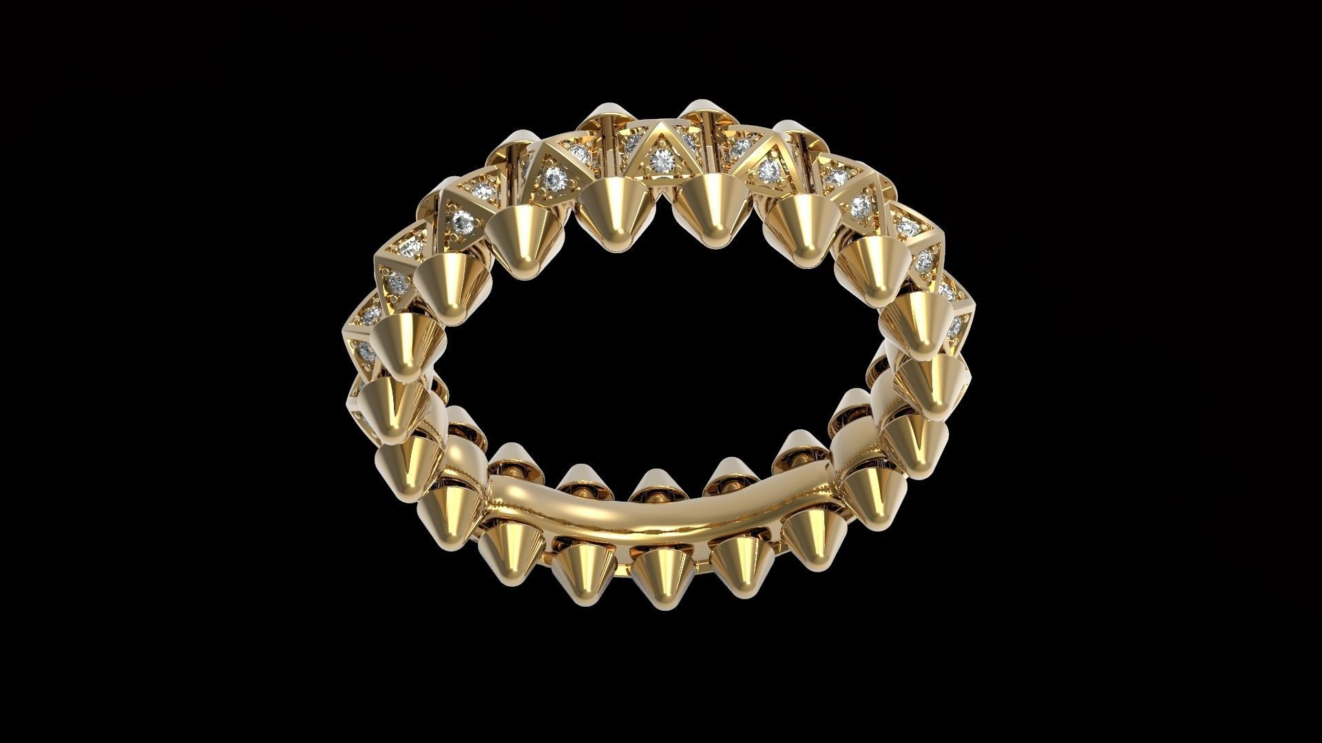 Clash One Row Piramida Diamonds Ring 18 5 mm 3D print model_3