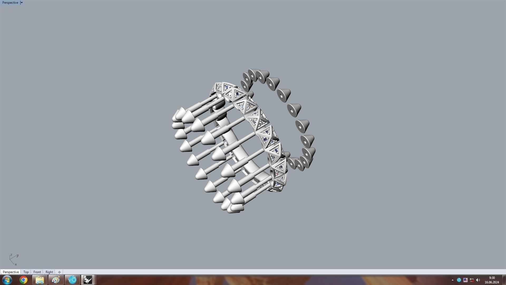Clash One Row Piramida Diamonds Ring 18 5 mm 3D print model_10
