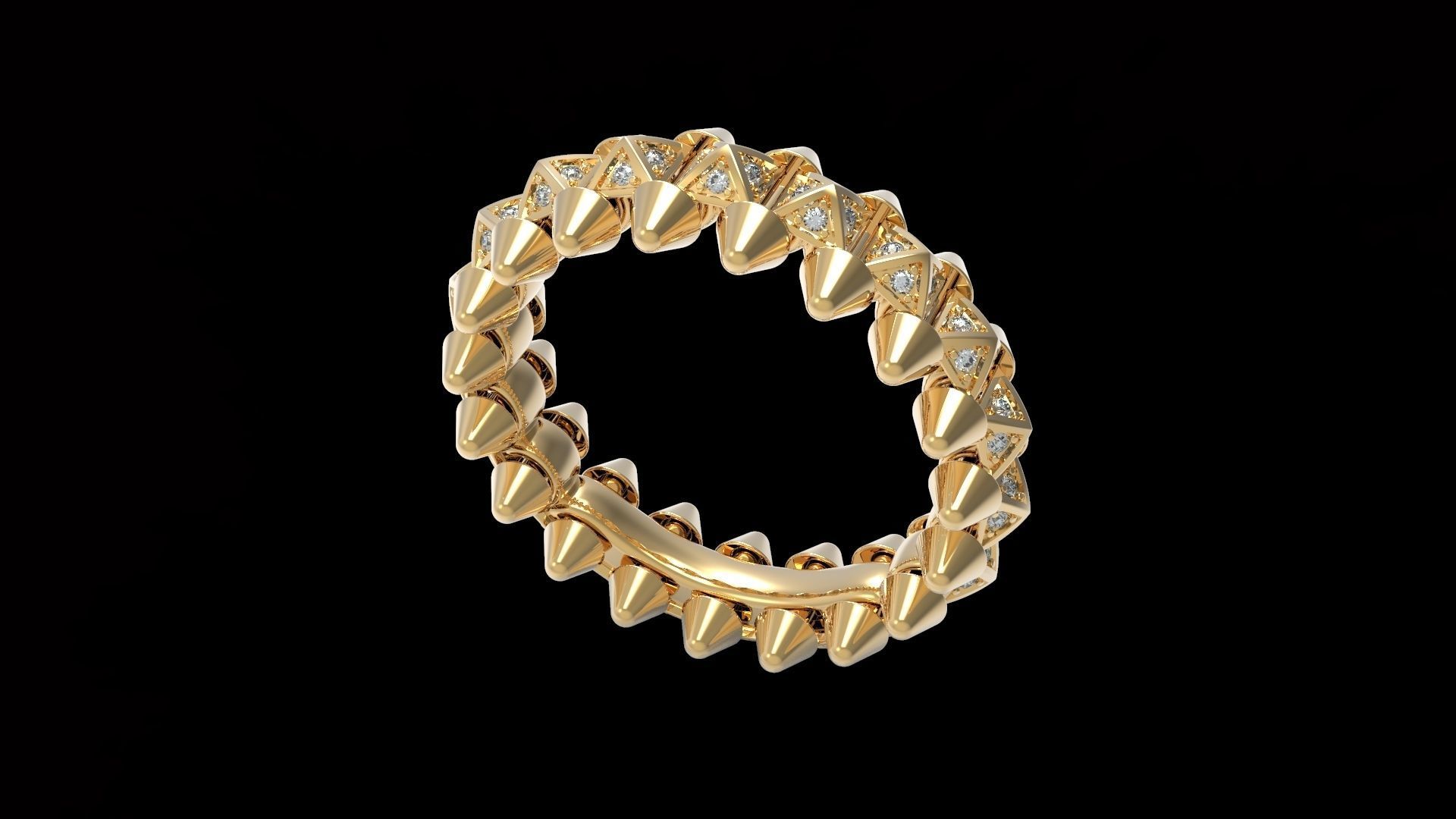 Clash One Row Piramida Diamonds Ring 18 5 mm 3D print model_7