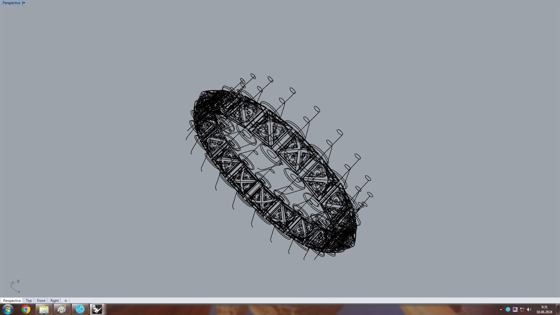 Clash One Row Piramida Diamonds Ring 18 5 mm 3D print model_9