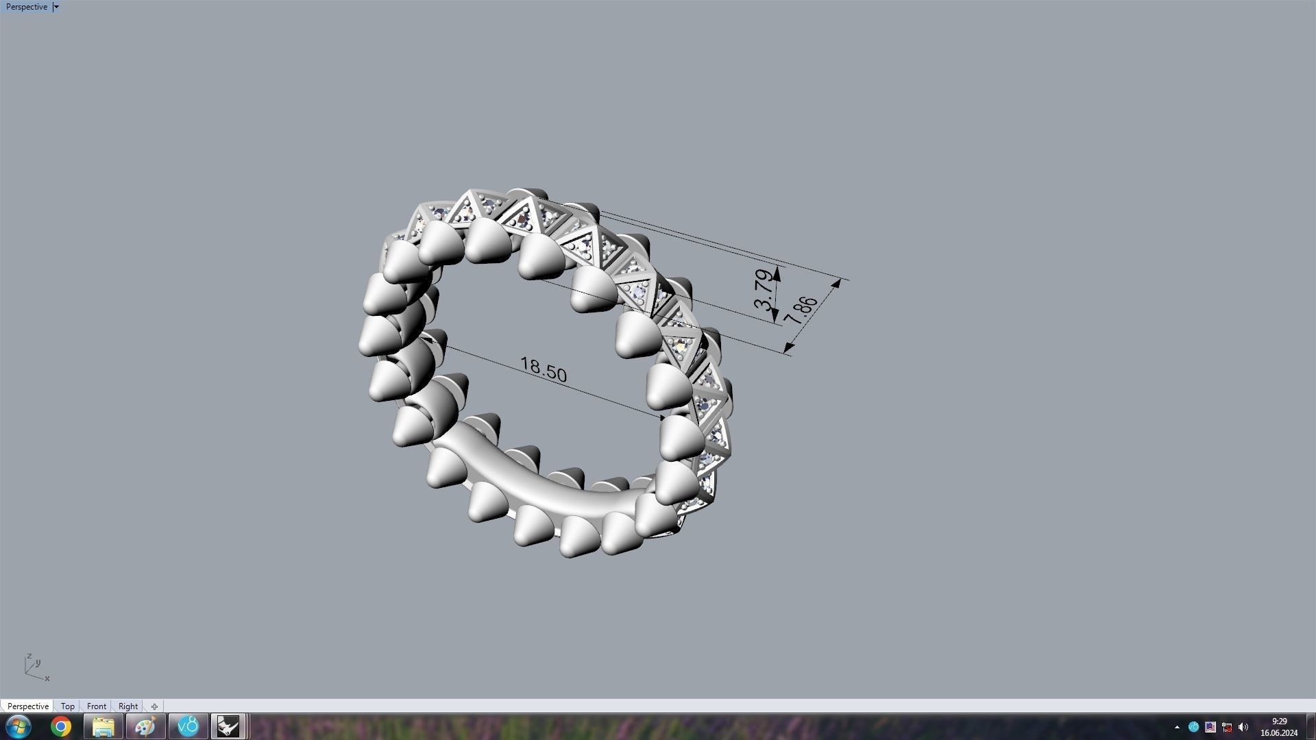 Clash One Row Piramida Diamonds Ring 18 5 mm 3D print model_8