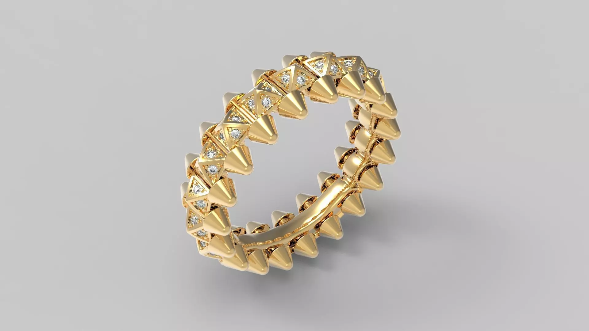 Clash One Row Piramida Diamonds Ring 18 5 mm 3D print model_0