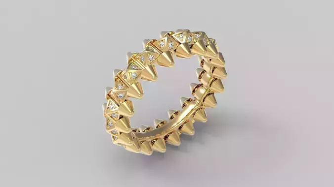 Clash One Row Piramida Diamonds Ring 18 5 mm 3D print model