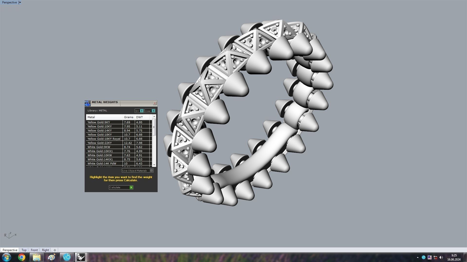 Clash One Row Piramida Diamonds Ring 18 5 mm 3D print model_11