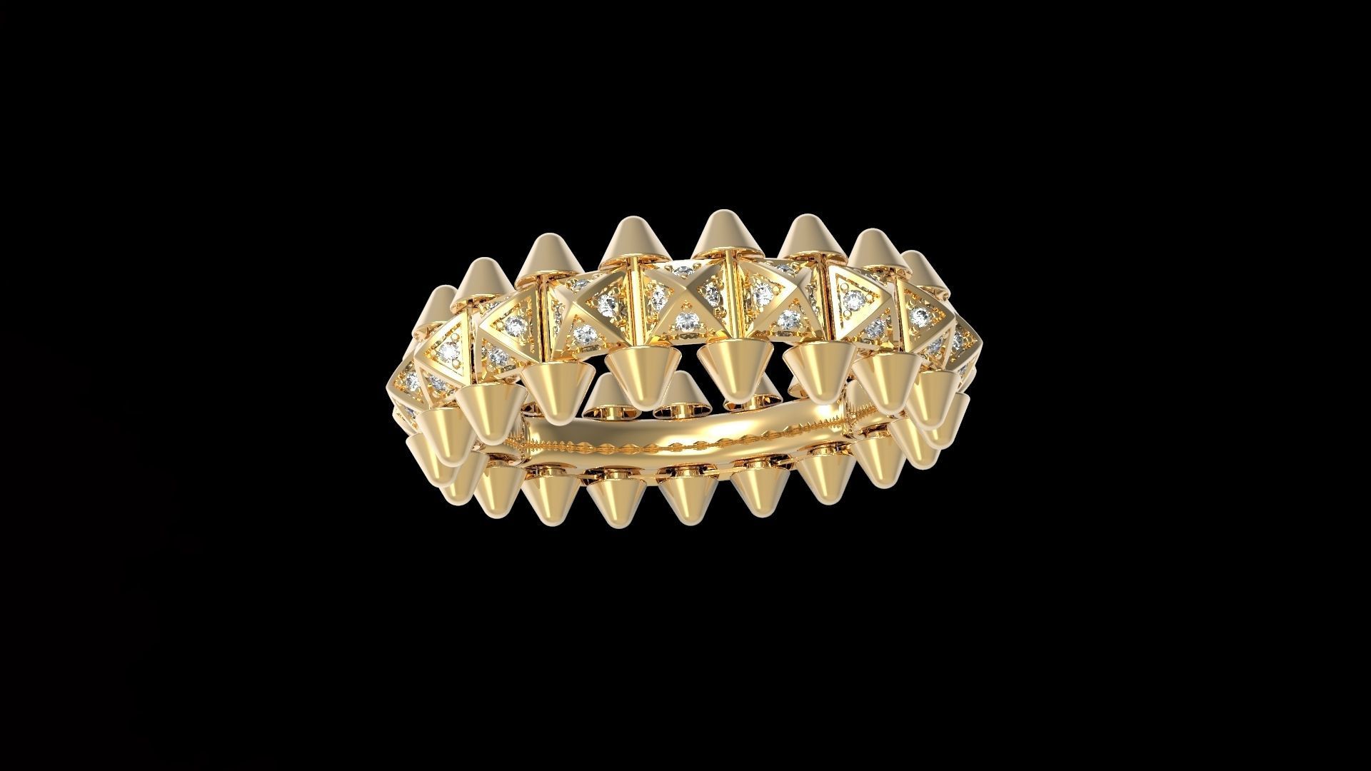 Clash One Row Piramida Diamonds Ring 18 5 mm 3D print model_2