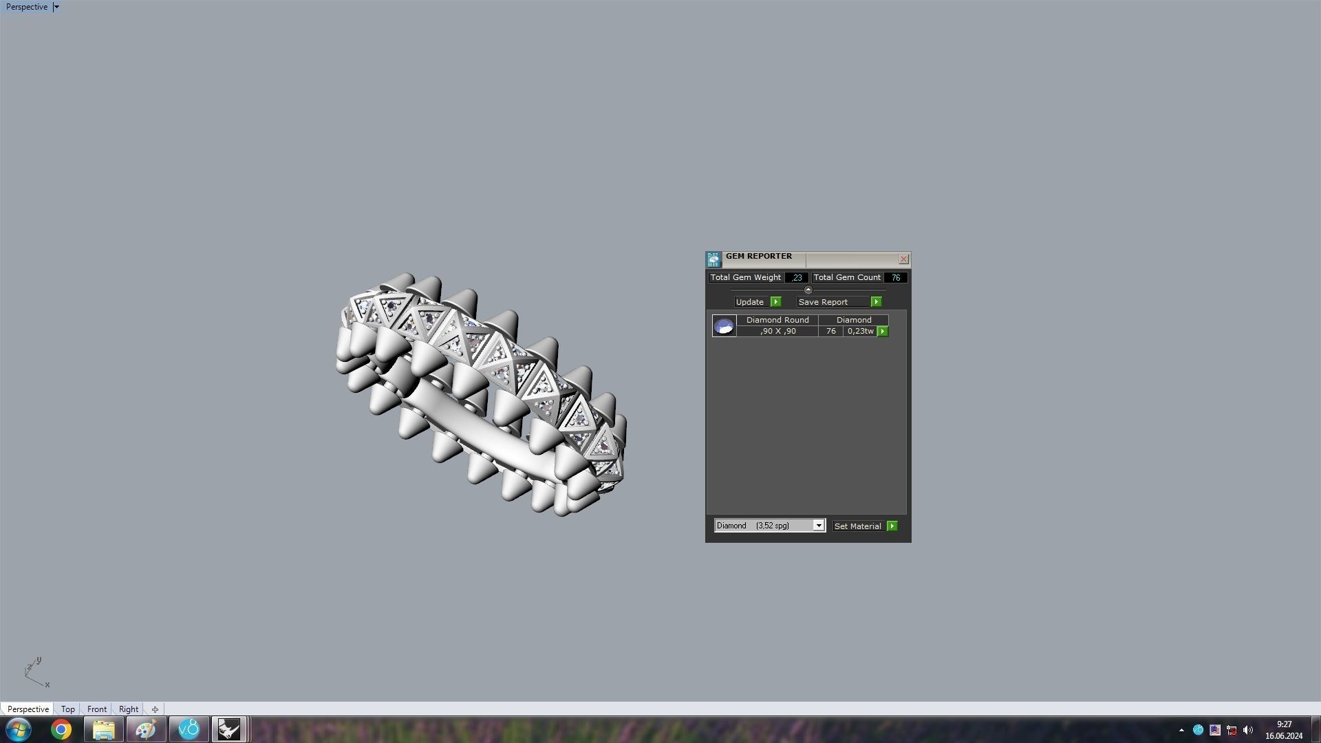 Clash One Row Piramida Diamonds Ring 18 5 mm 3D print model_12