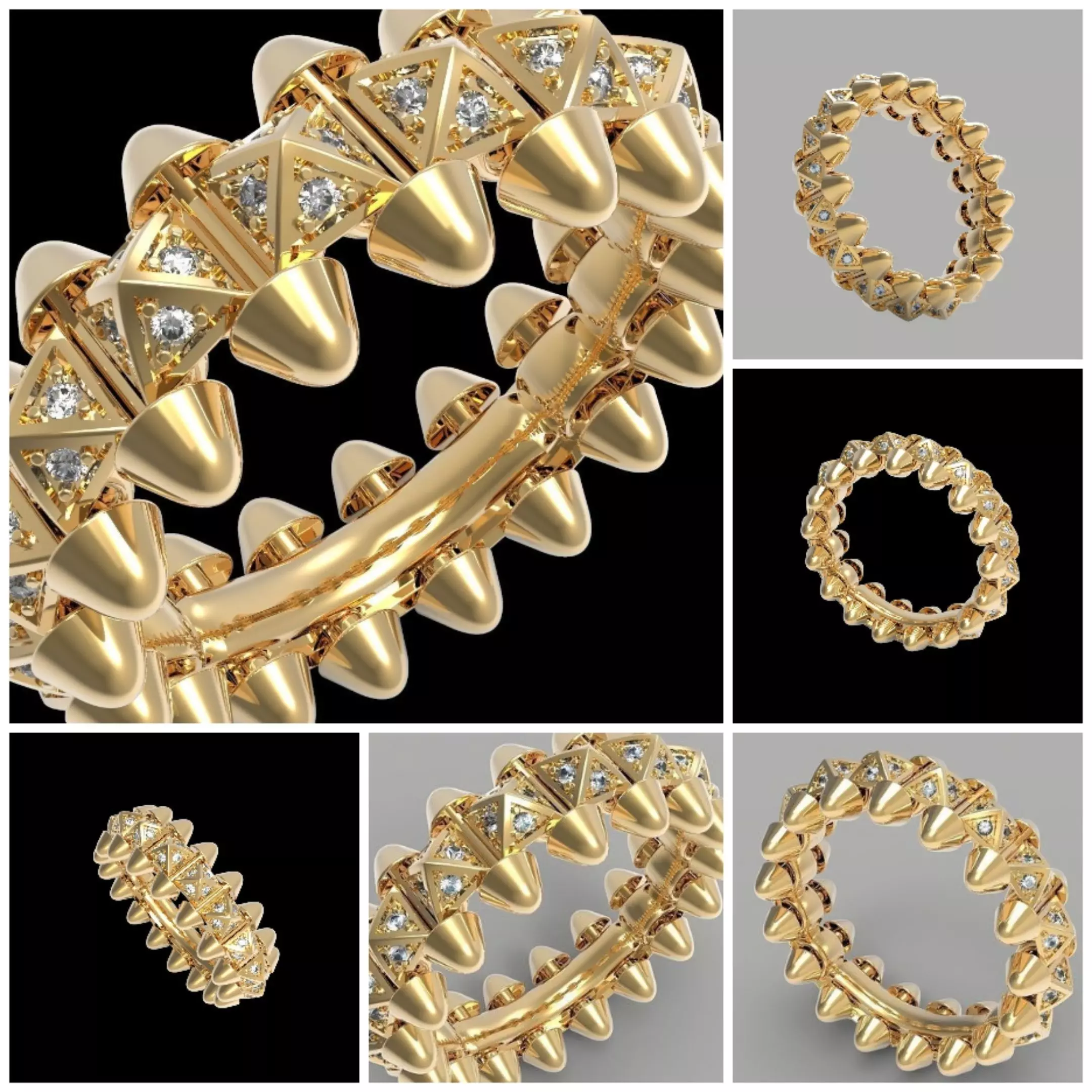 Clash One Row Piramida Diamonds Ring  Collection _0