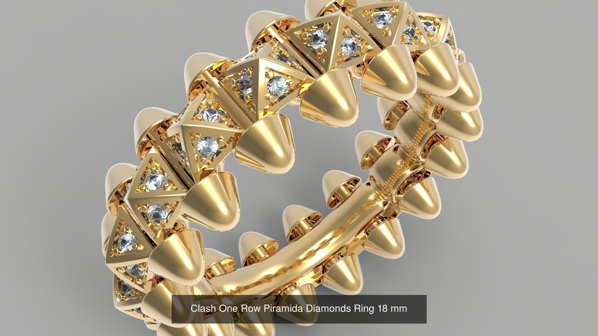Clash One Row Piramida Diamonds Ring  Collection _5