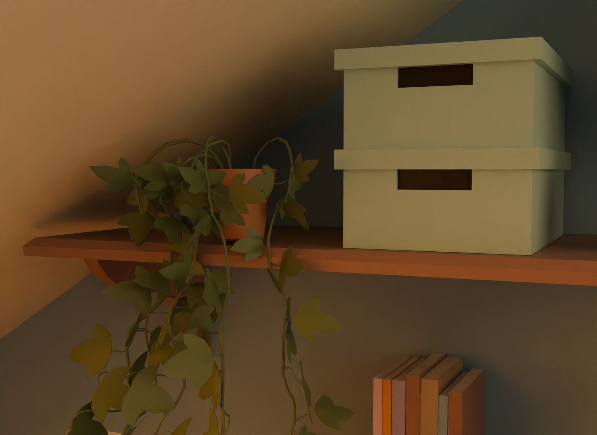 Attic bedroom Low-poly 3D model_24