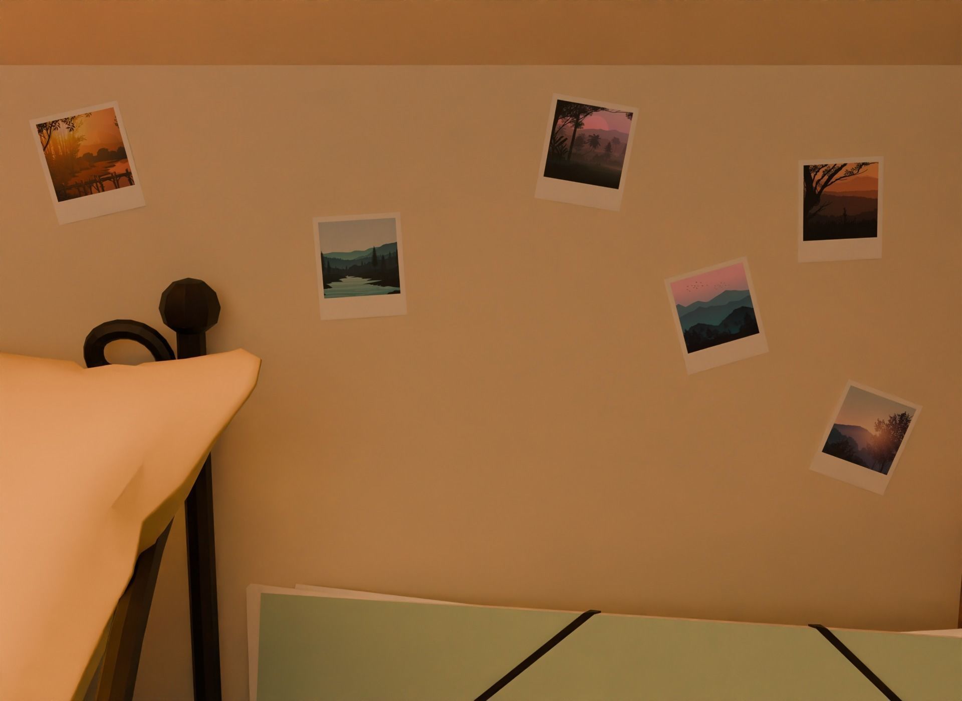 Attic bedroom Low-poly 3D model_5